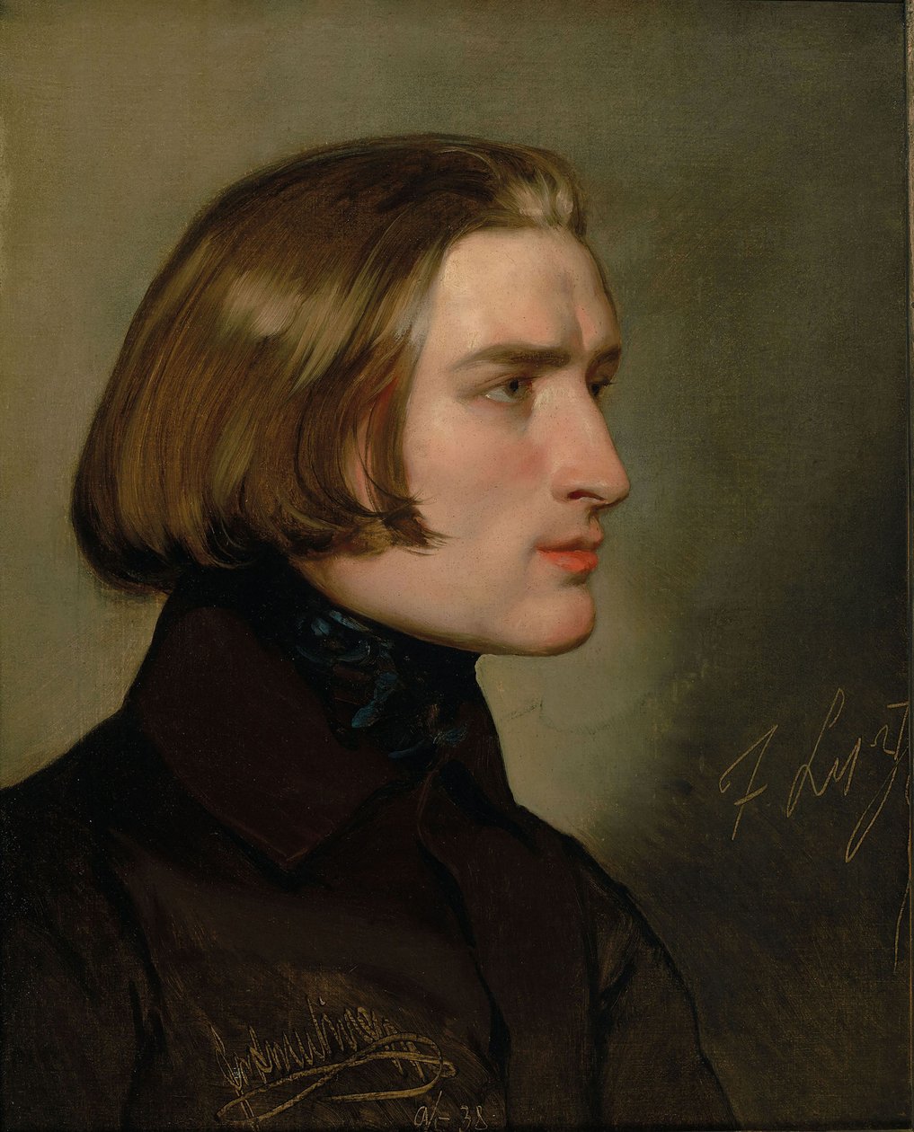 Portræt af komponisten Franz Liszt 1811-1886, 1838. af Friedrich Ritter von Amerling