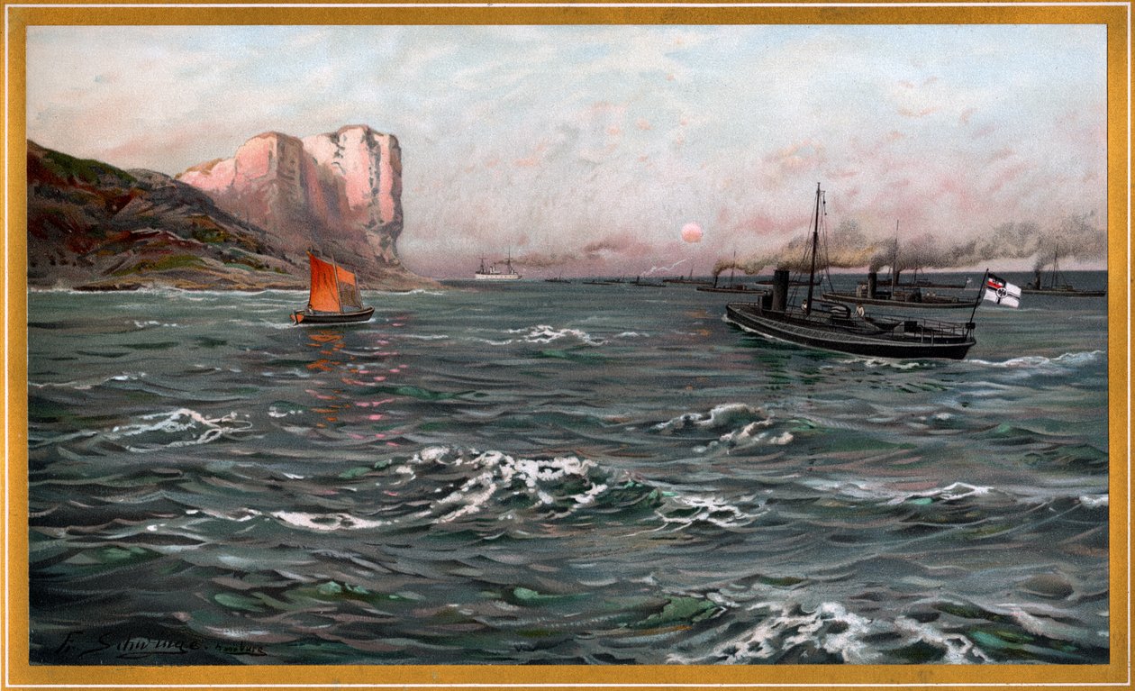 Imperial Navy Bliz med torpedobådsafdelinger nær Stubbenkammer af Friedrich Schwinge, nr10 fra G. Wislicenus, Our Navy. af Friedrich Schwinge