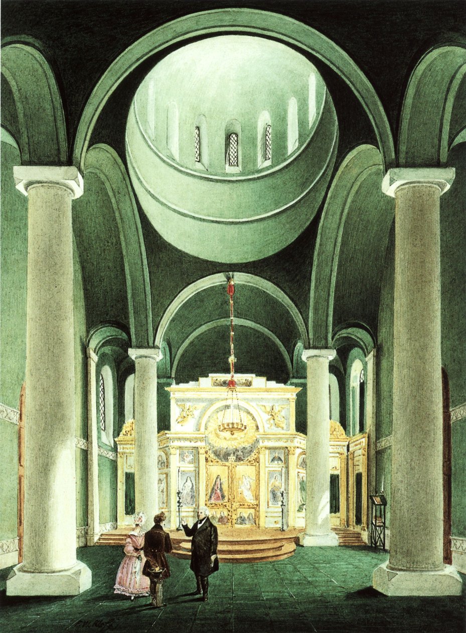 Det indre af det russiske kapel nær Potsdam af Friedrich Wilhelm Klose