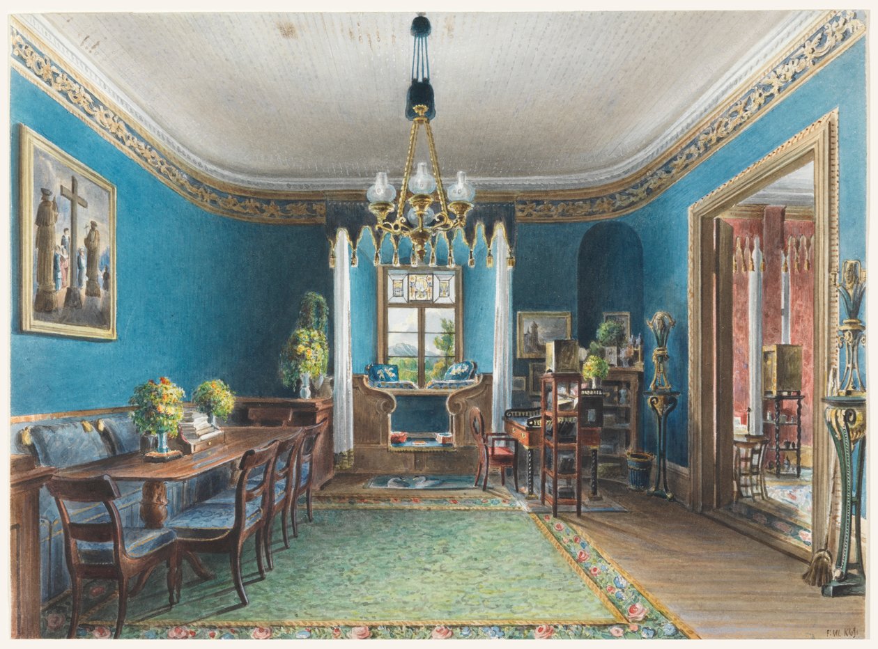 Det blå rum, Schloss Fischbach af Friedrich Wilhelm Klose