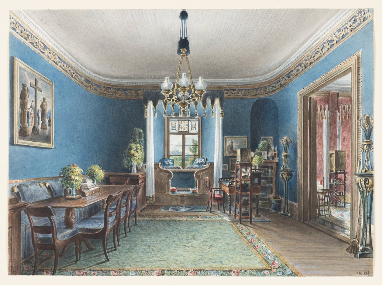 Det blå værelse, Fischbach Slot af Friedrich Wilhelm Klose