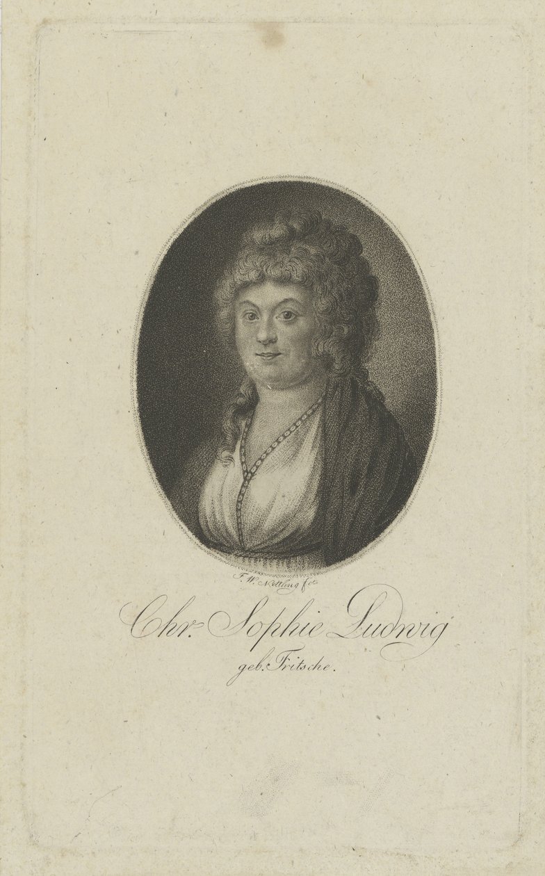 Portræt af forfatteren Christiane Sophie Ludwig, født Fritsche 1764-1815, ca. 1810 af Friedrich Wilhelm Nettling