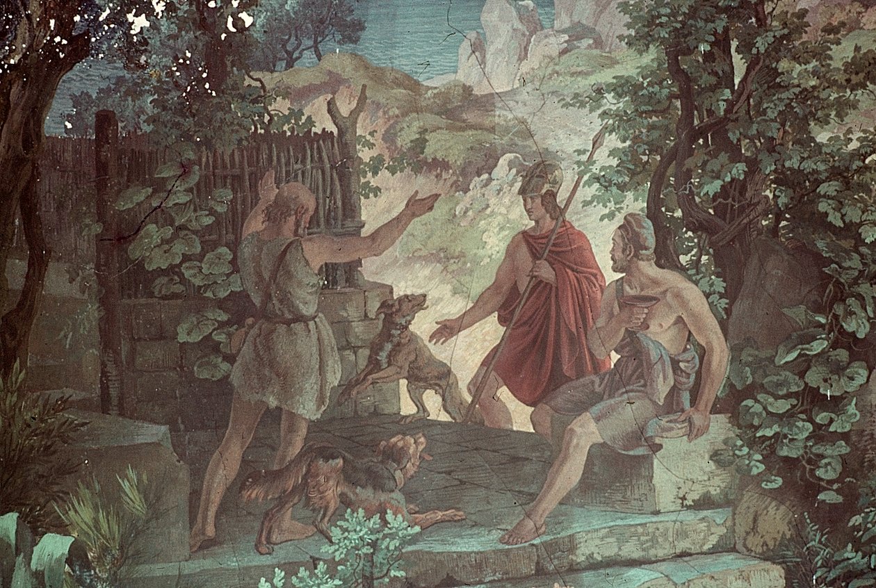 Odysseus hos svinehyrden Eumaeus, Scener fra Odysseen af Friedrich the Elder Preller