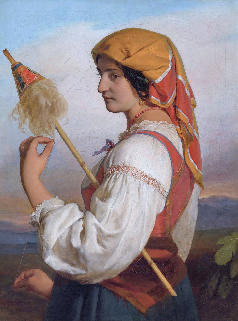 Tysk: Italiensk kvinde (Chiaruccia) med skæfte af Friedrich von Amerling