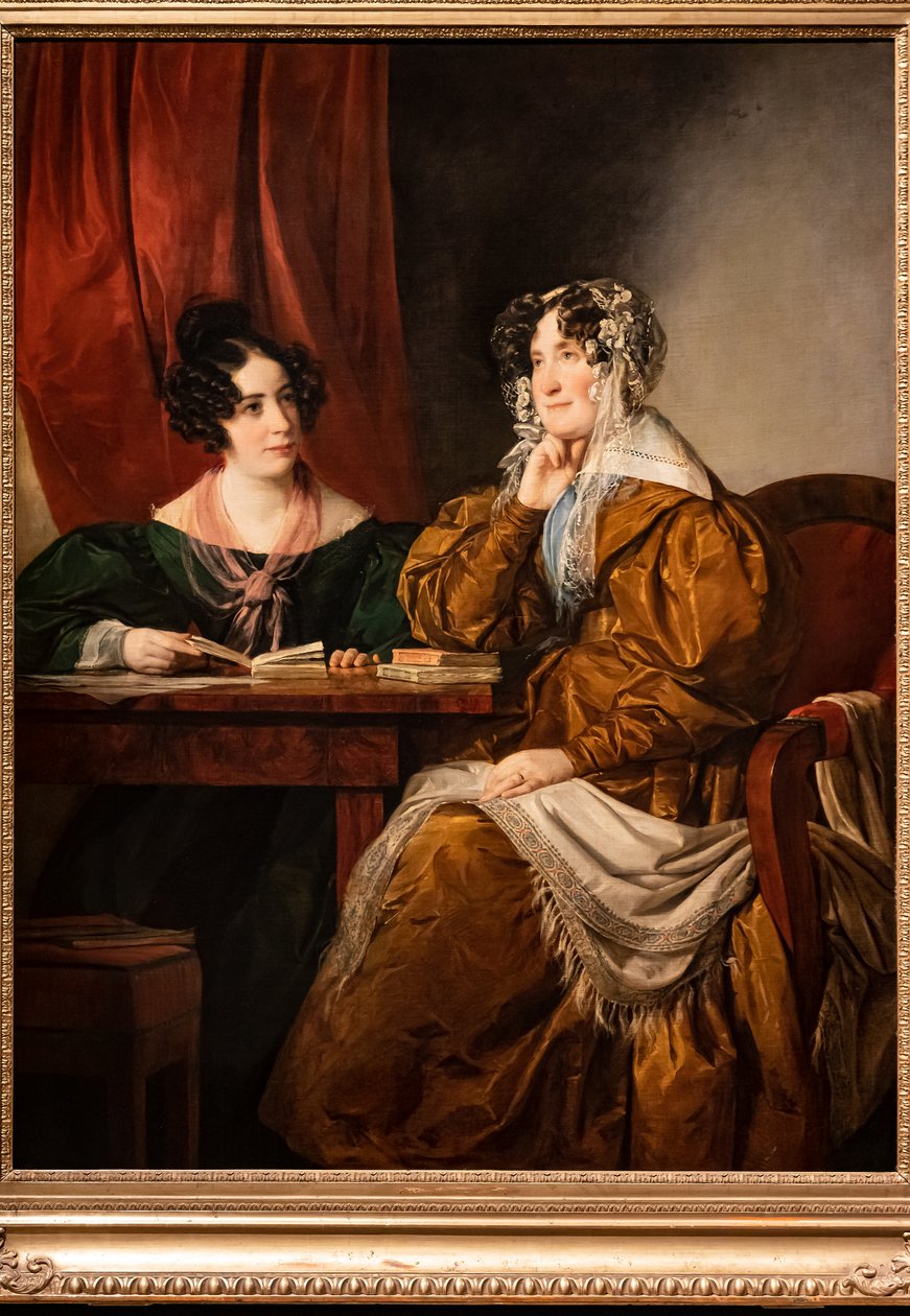Portræt af baronesse Henriette von Pereira - Armstein med sin datter Flora af Friedrich von Amerling