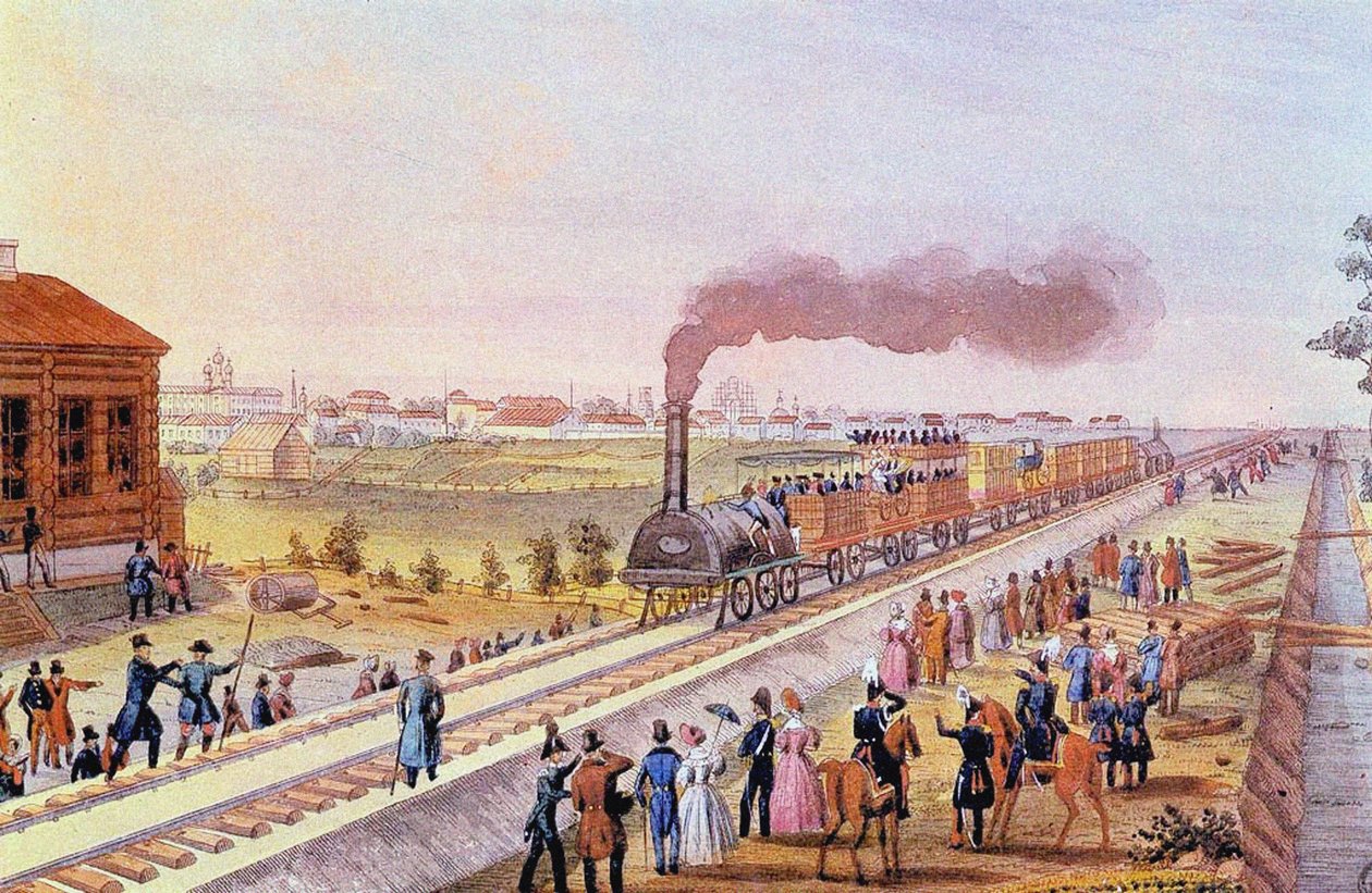 Ankomst af det første tog fra St. Petersborg til Tsarskoye Selo den 30. oktober 1837, 1837 af Friedrich von Martens