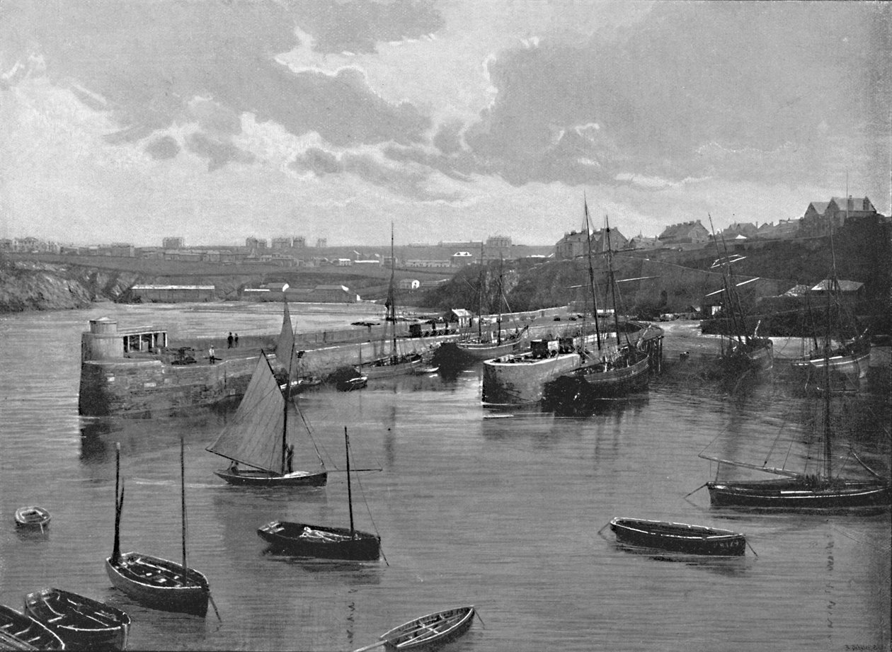 Newquay Harbour, c1896 af Frith and Co