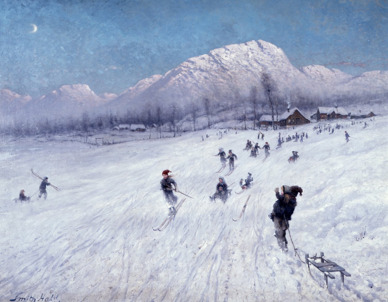 Vintereftermiddag under Ulriken (Bergen) (olie på lærred) af Frithjof Smith Hald