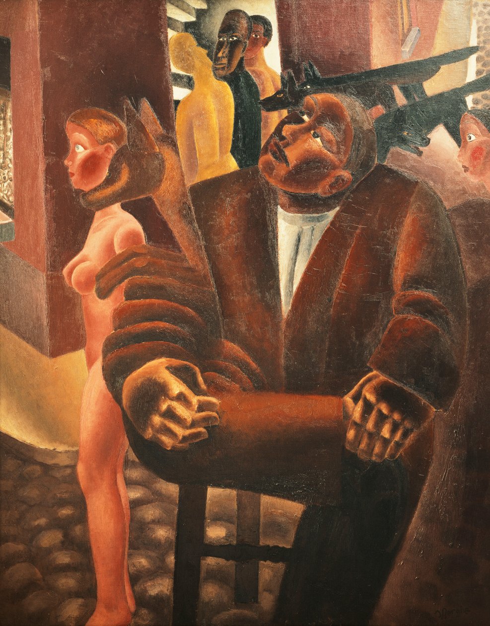 dagdrømmer; Le Reve Eveille - Dream at Wake, ca. 1926-27 (olie på lærred) af Frits van den Berghe