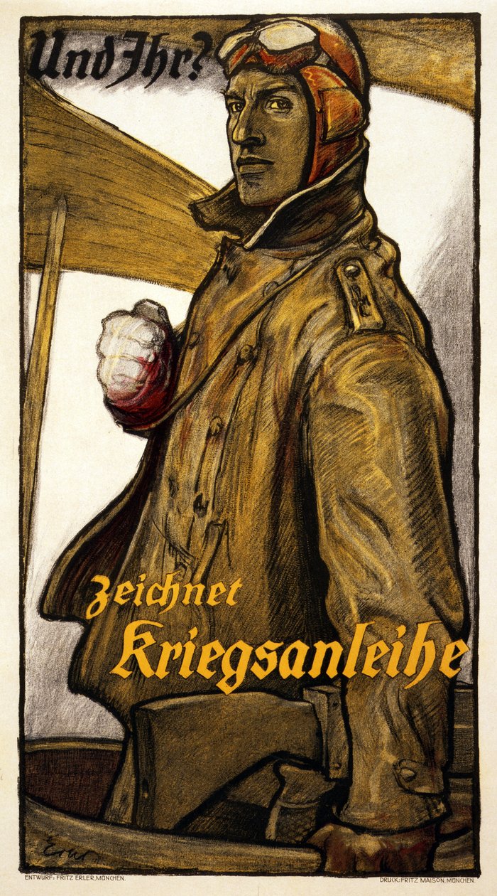 Og du abonnerer på War Loan Printed Munich, 1918 af Fritz Erler