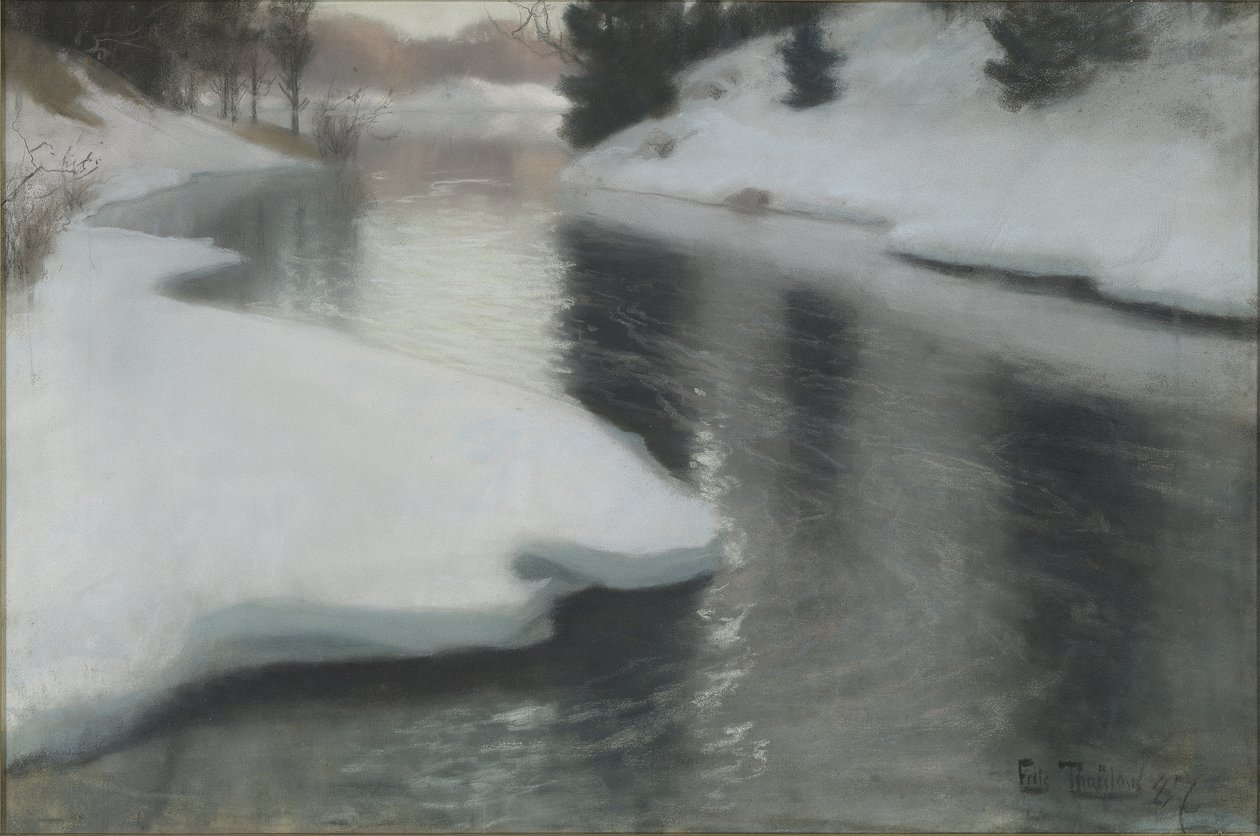 Tø forår, 1887 af Frits Thaulow