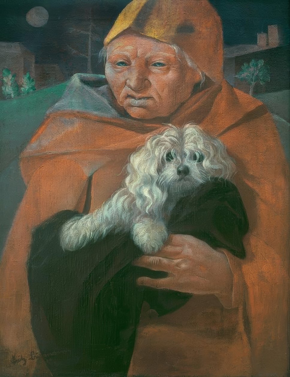 Den gamle mand med sin hund af Fritz Burmann