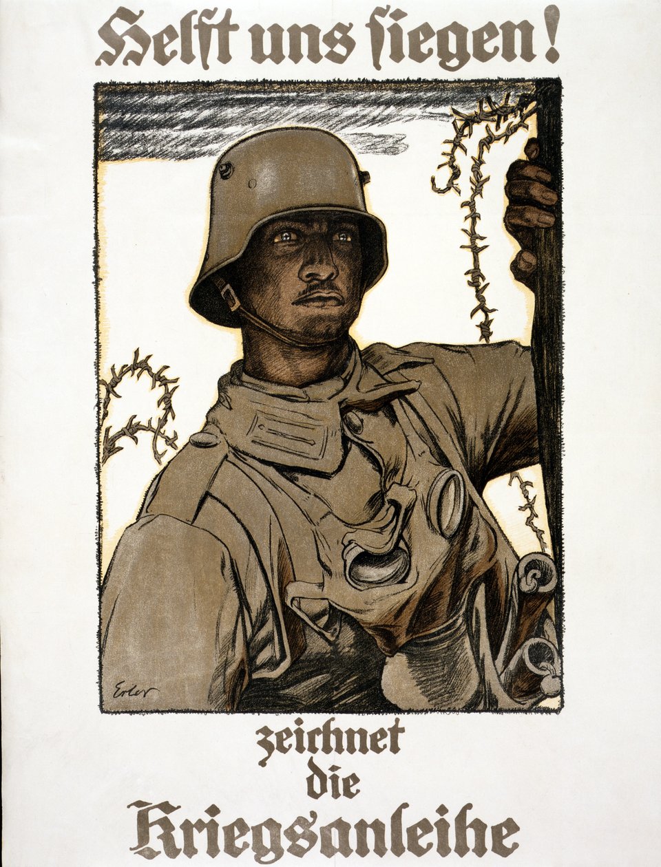 Hjælp os med at vinde! Tegner på krigsobligationen, pub. München, 1917 af Fritz Erler