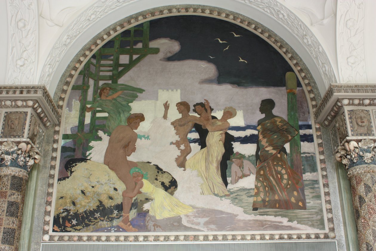 Vægmaleri i skalhallen på Kurhaus Wiesbaden af Fritz Erler