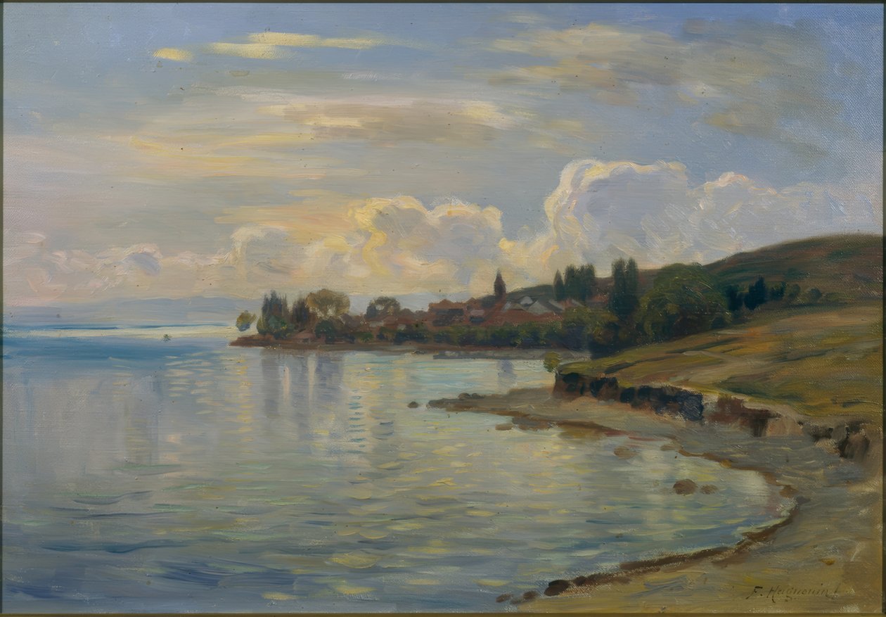 Landskabet ved Genfersøen ved Savoyens kyst (fransk: Paysage lémanique de la côte de Savoie) af Fritz Huguenin-Lassauguette