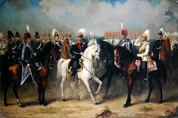 Kurfyrst Friedrich Wilhelm I af Hessen-Kassel med sine officerer på parade af Fritz Hummel