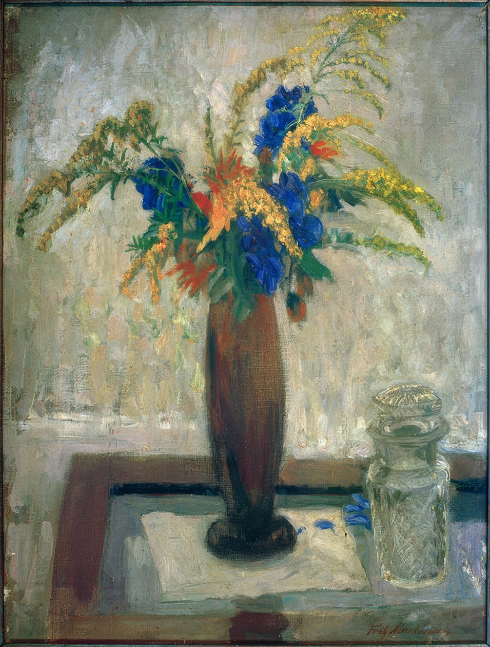 Stilleben med en buket engblomster af Fritz Mackensen