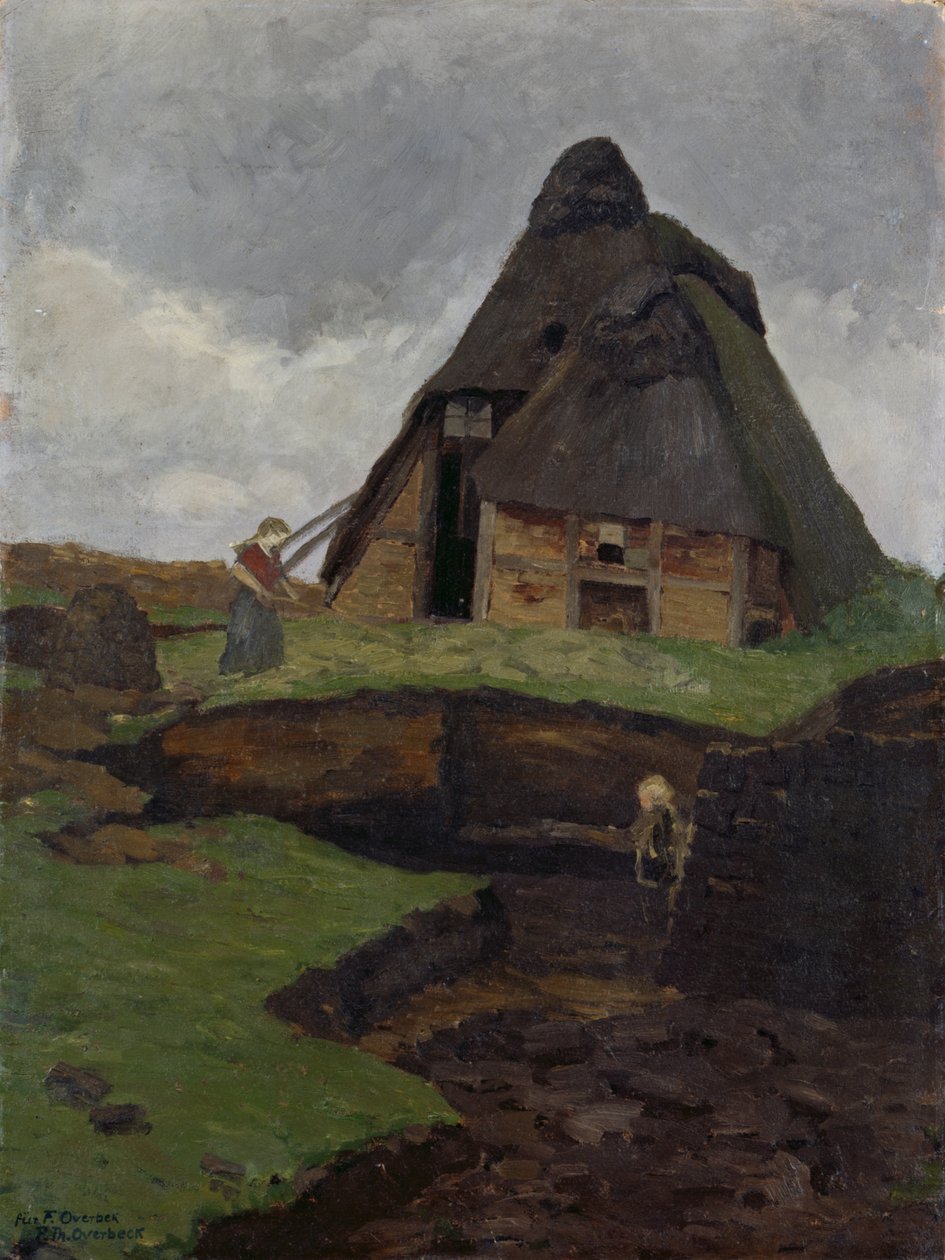 Mire Cottage med barn af Fritz Overbeck