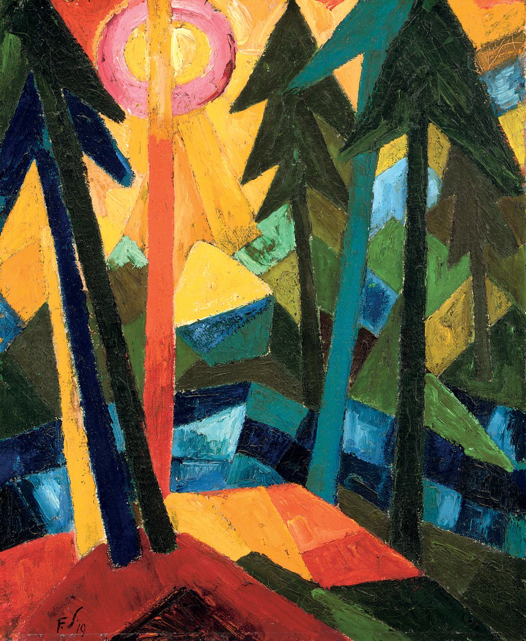 Skov (med sol); Wald (mit Sonne) af Fritz Schaefler