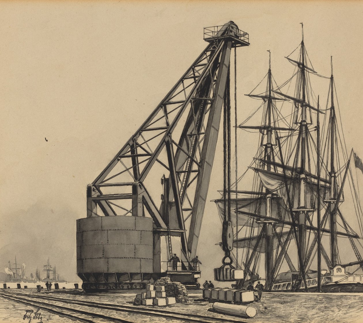 Kran i frihavnen af Fritz Stoltenberg
