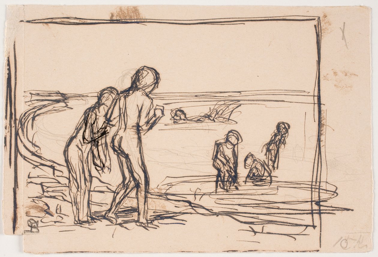Badende børn på stranden af Fritz Syberg
