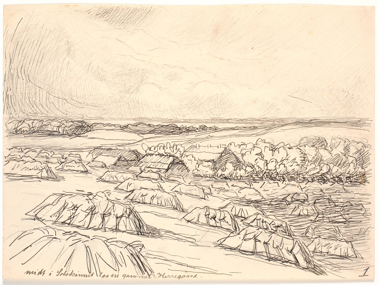 Midt i Solskinnet laa en gammel Herregaard af Fritz Syberg