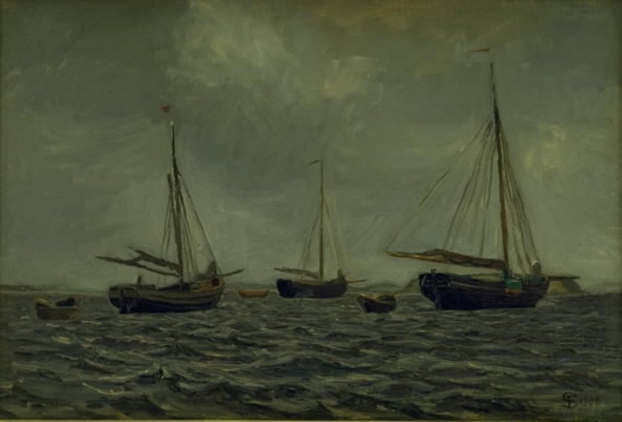 Skibe ved Anker af Fritz Syberg