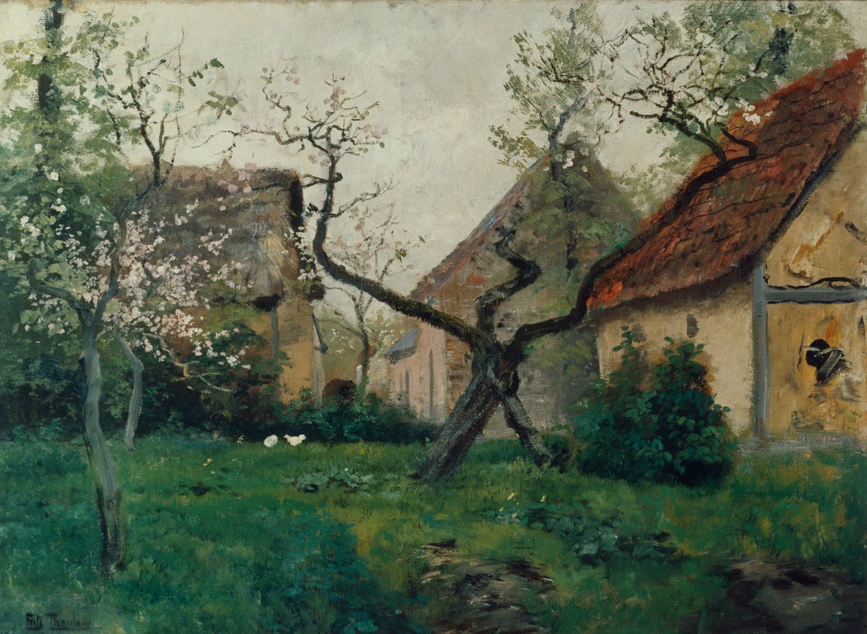 Æbletræ i blomst af Fritz Thaulow