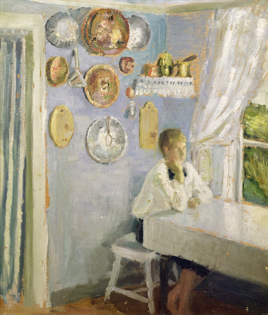 Harald ved morgenbordet, ca. 1900 (olie på panel) af Fritz Thaulow