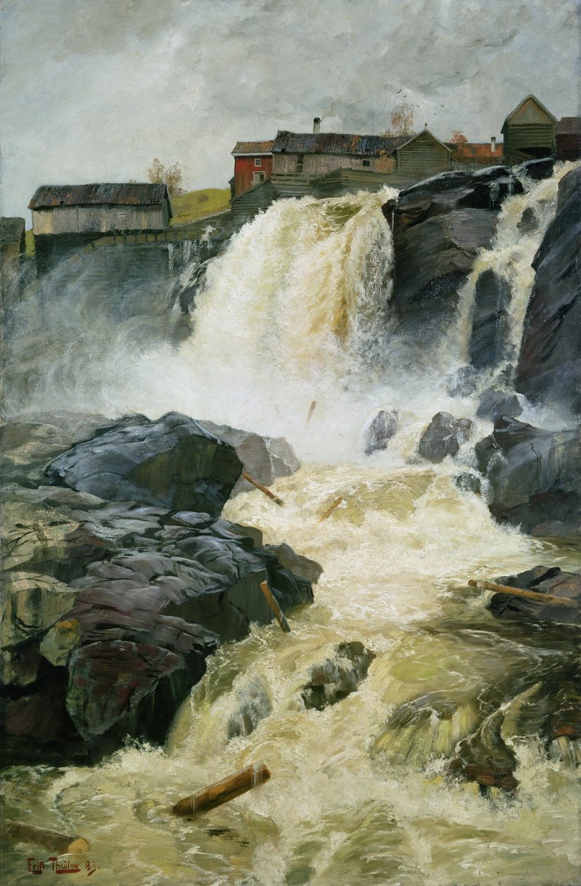 Haug falder, Modum af Fritz Thaulow