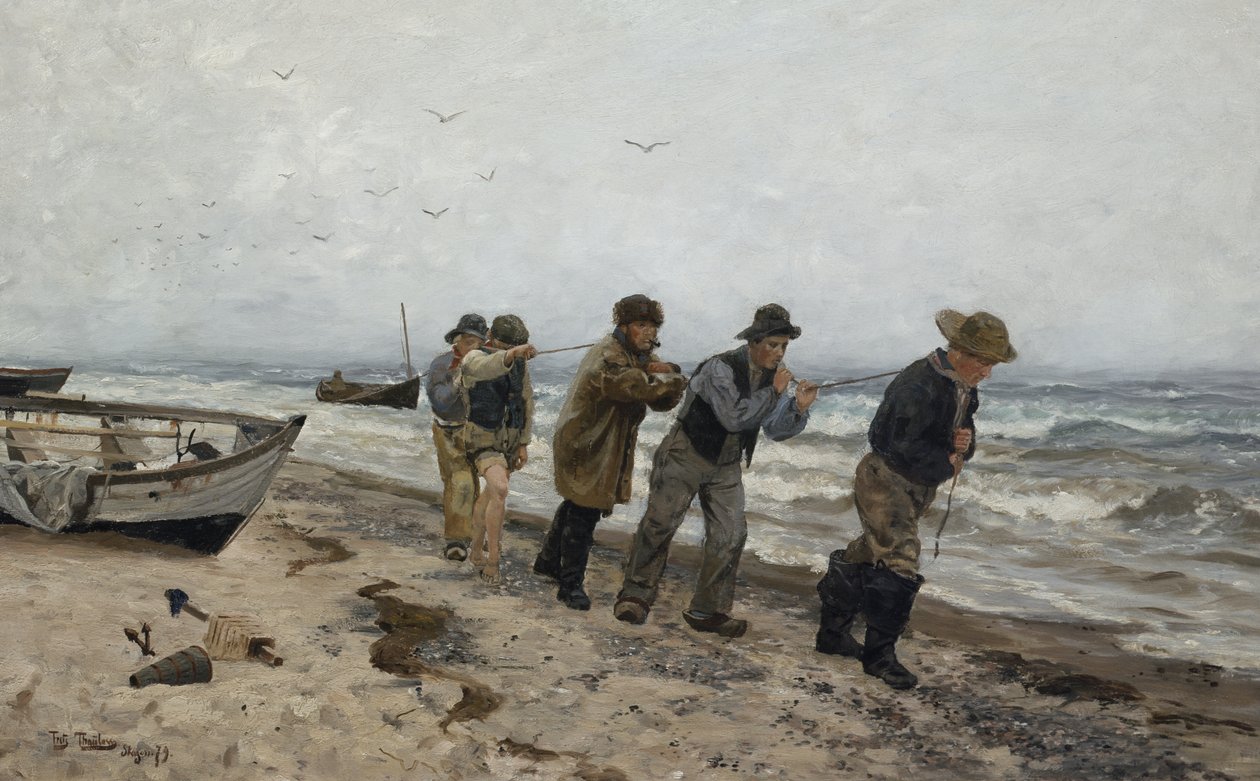 Hjemvendte fiskere, Skagen af Fritz Thaulow