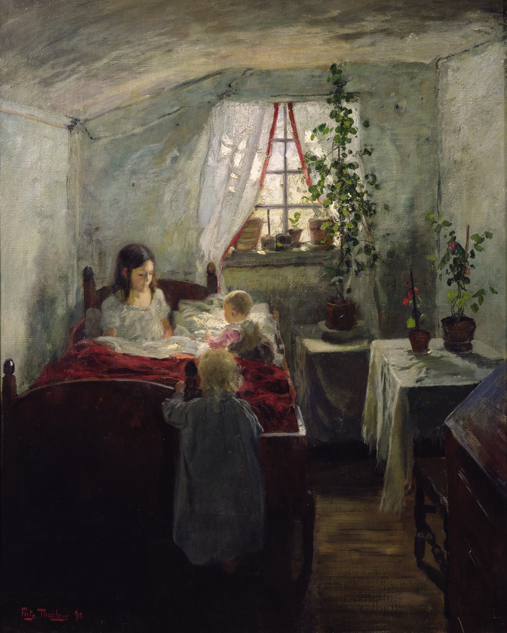 Interiør med børn af Fritz Thaulow
