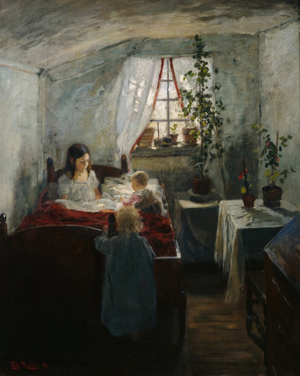 Interiør med børn af Fritz Thaulow