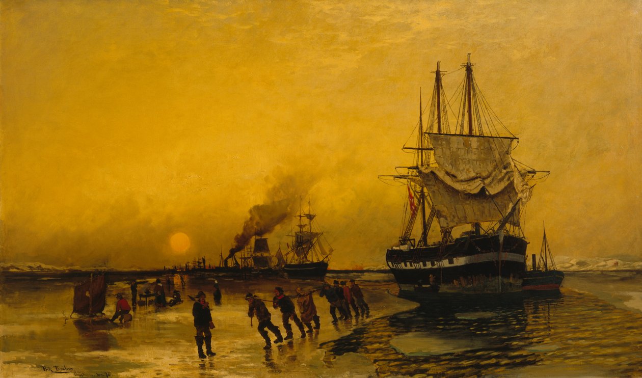 Åben kanal (i isen) af Fritz Thaulow