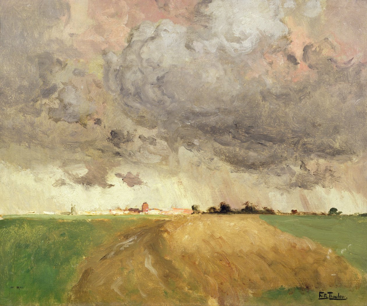 Storm i Delft (olie på lærred) af Fritz Thaulow