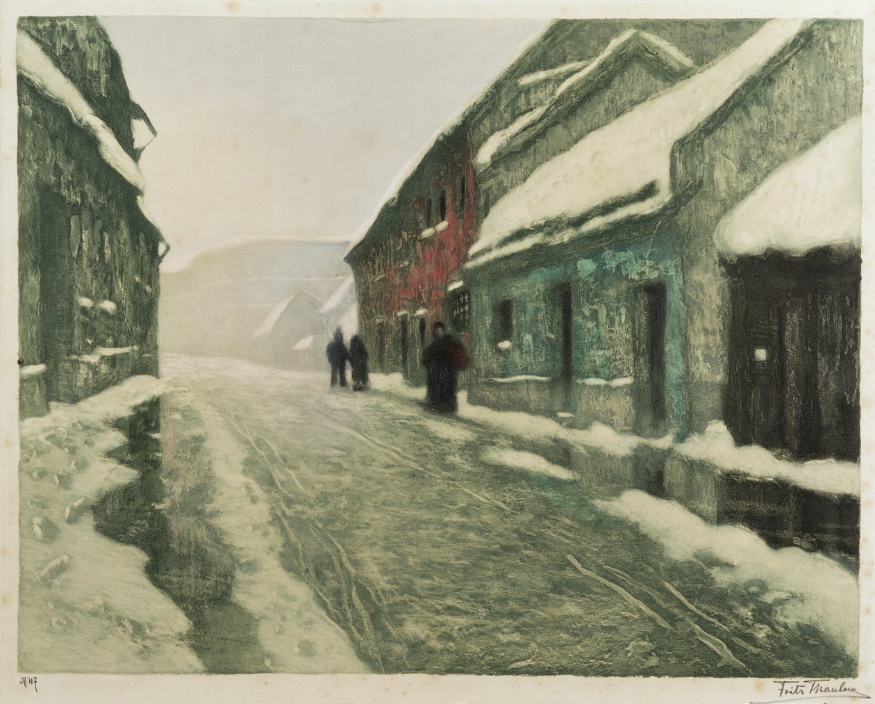 Tø (håndfarvet ætsning) af Fritz Thaulow