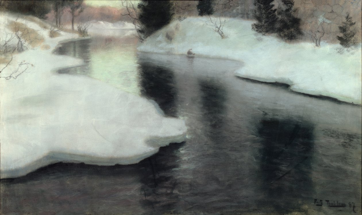 Thawing Ice: The Lysaker River, 1887 af Frits Thaulow