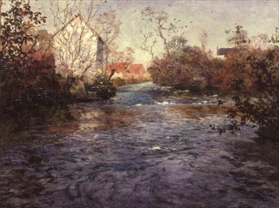 Den blå flod i Amiens af Fritz Thaulow