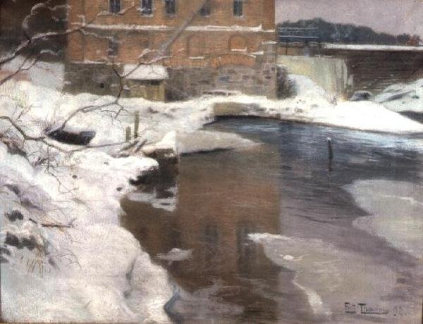 Møllen i Lysaker af Fritz Thaulow