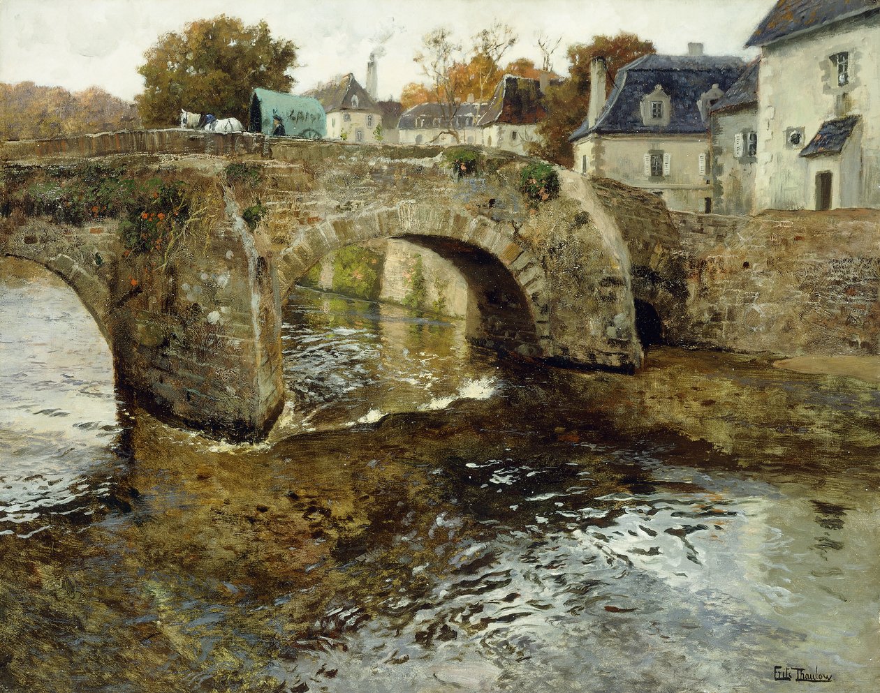 Den gamle stenbro, af Frits Thaulow