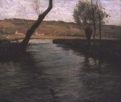 Strømmen gennem engen (olie på lærred) af Fritz Thaulow