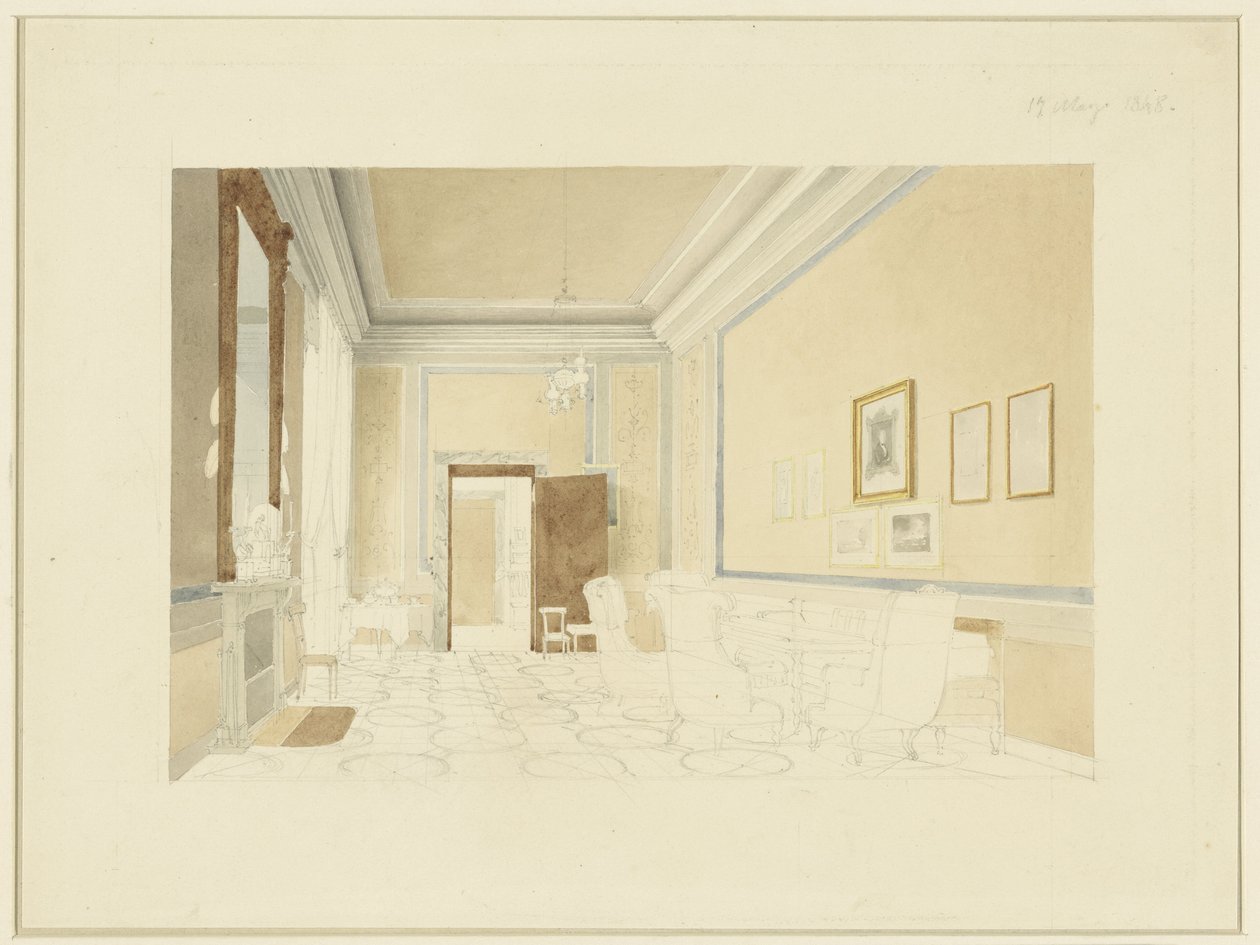 Design (?) til et interiør af Fritz Werner