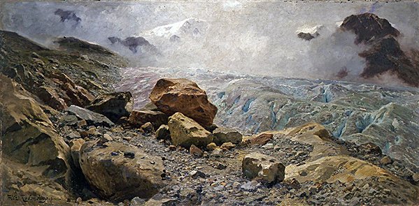 Glacier (olie på lærred) af Fritz Wilhelm Rabending