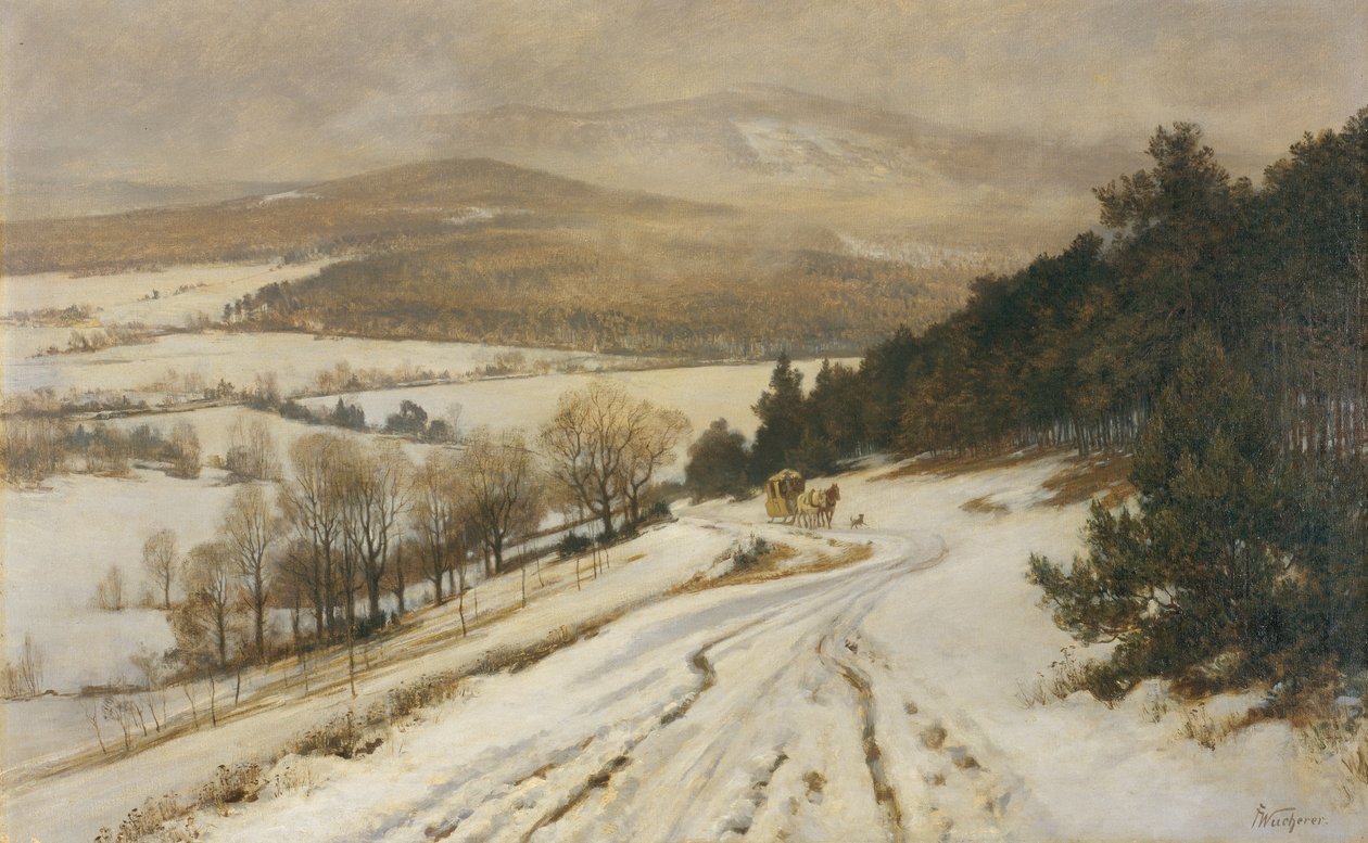 Taunusbjergene om vinteren, før 1900 (olie på lærred) af Fritz Wucherer