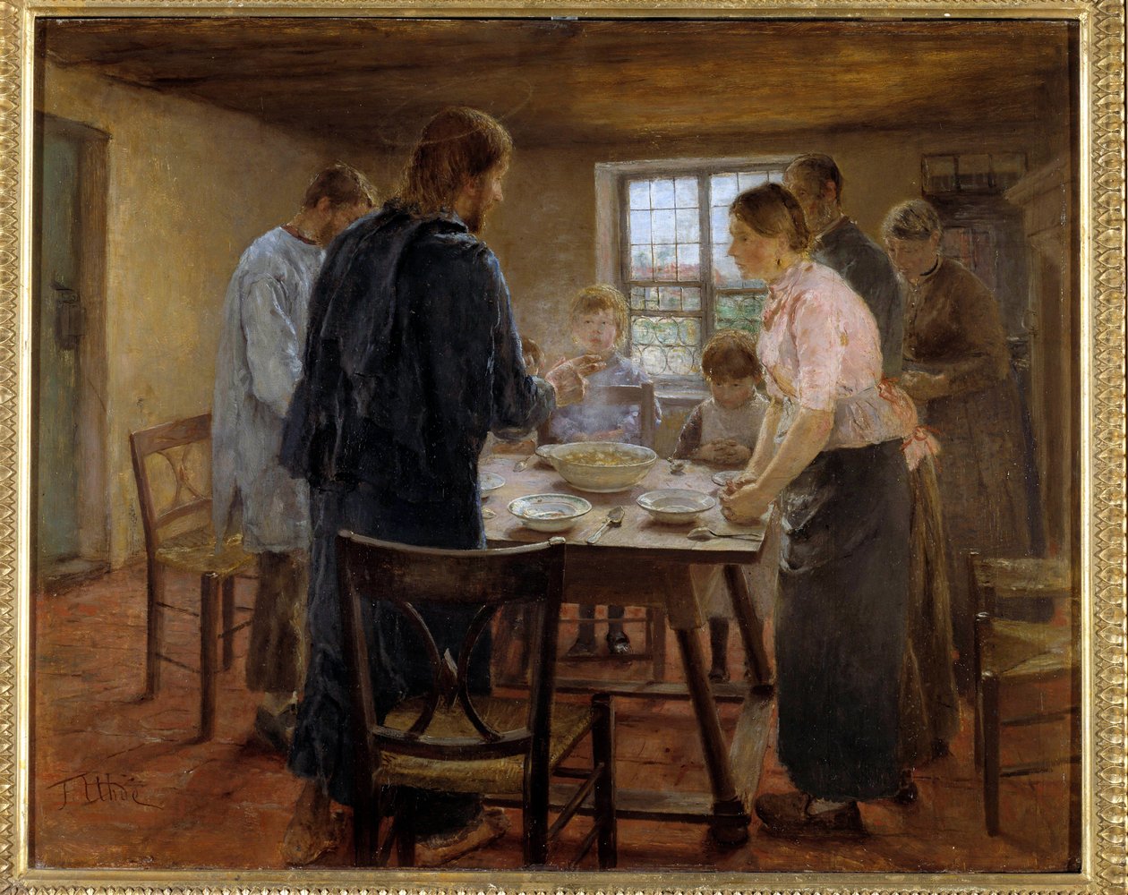 Kristus i bønderne Maleri af Fritz von Uhde (1848-1911) 1887-1888 søn. 0,5x0,6 m Paris, Musee d