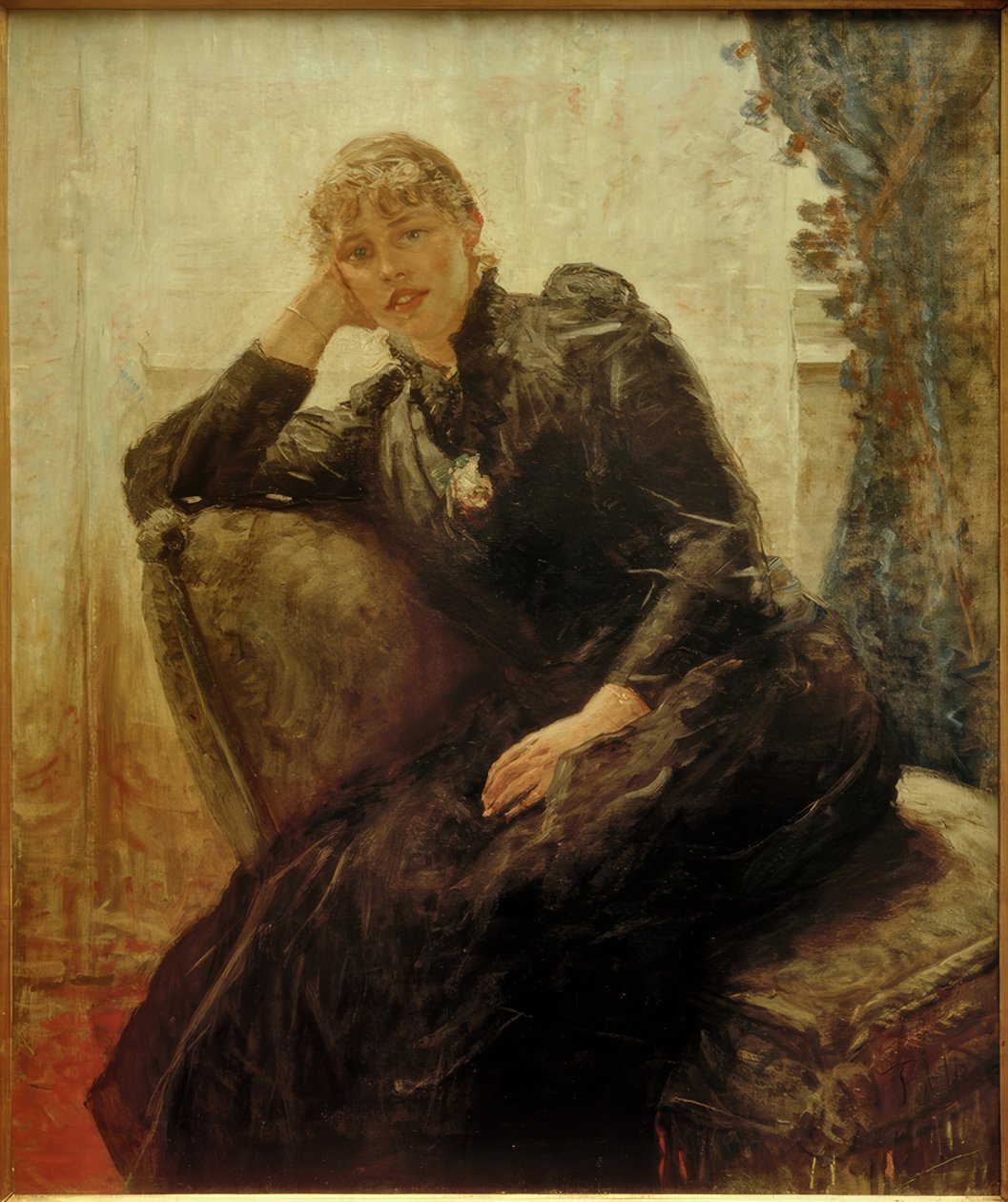 F. von Uhde, portræt af en kvinde (portræt Therese Karl) af Fritz von Uhde