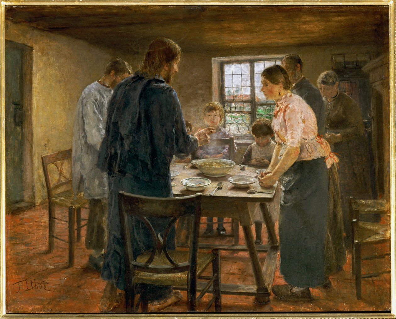 Kristus i en bondes hjem - Le Christ chez les paysans ... af Fritz von Uhde