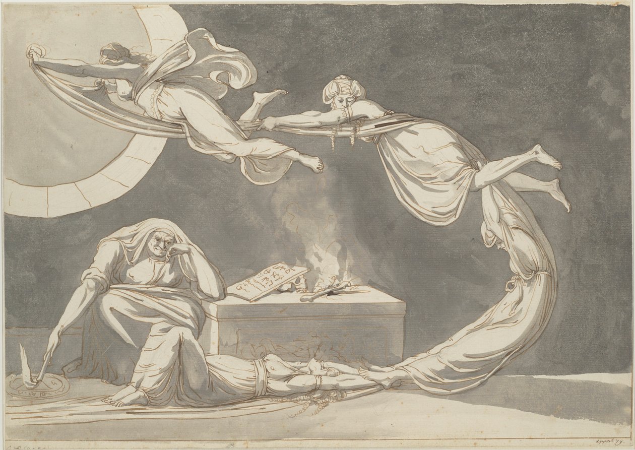 Besværgelsesscene med en heks ved alteret, 1779. af Füssli