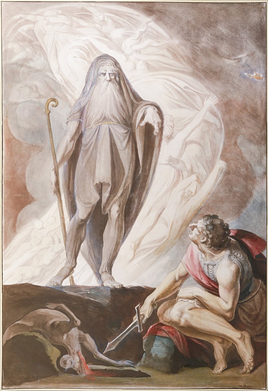 Teiresias forudsiger fotoren til Odysseus, 1780-1783 af Füssli