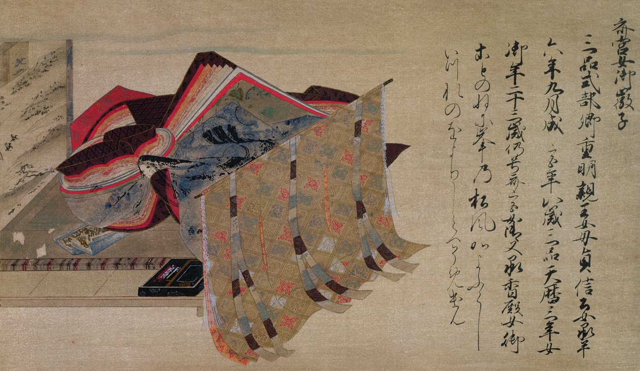 Te Poe t p Hayashi s festivaludstyr Nyogo Yoshiko, Iu st abduction sound fm National Magajine, februar 1902 af Fujiwara Nobuzane